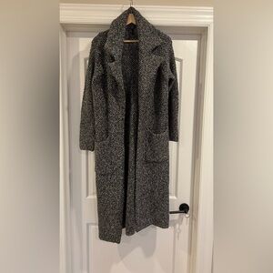 Gray Long Open Front Cardigan